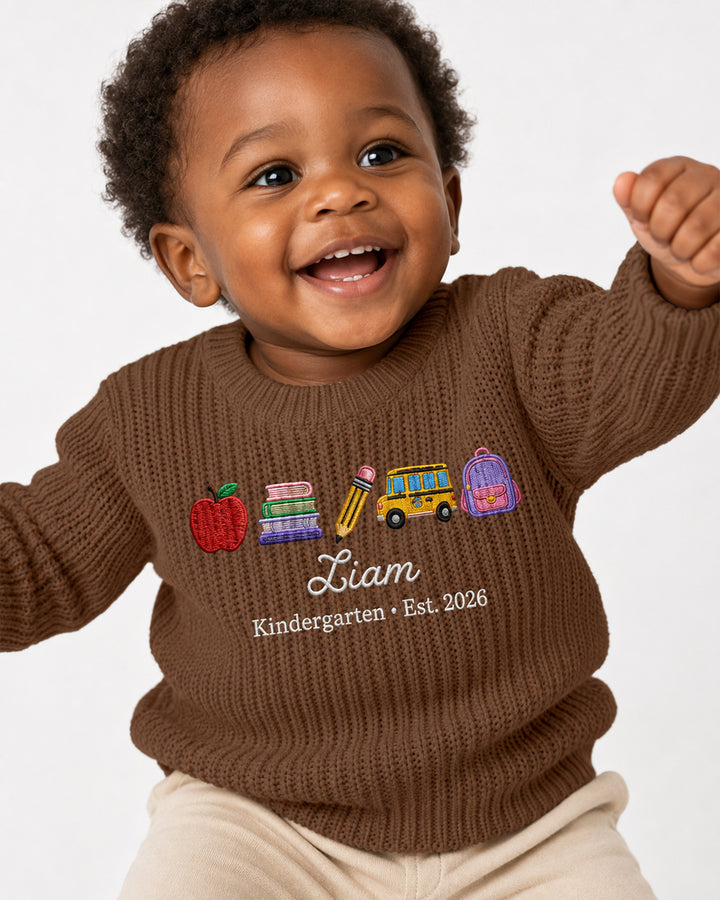 Little Apple Embroidered Baby Name Bamboo Knit Sweater Bubble