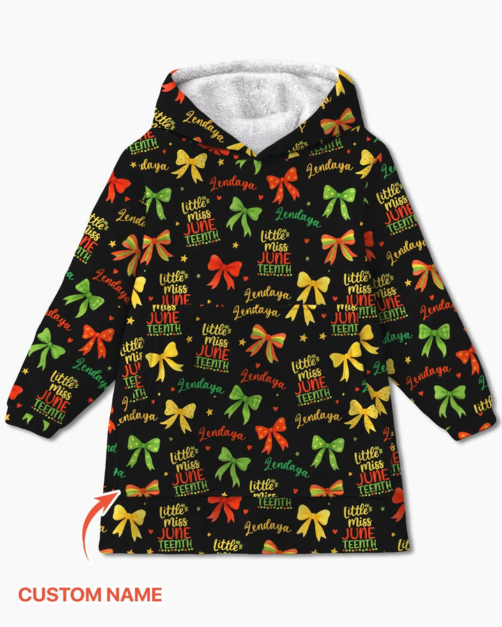Sudadera con capucha y manta de bambú "Little Miss Juneteenth"