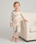 Preppy Blue and Orange Chinoiserie Pumpkin Bamboo Two Piece Long Sleeve Pajama Set