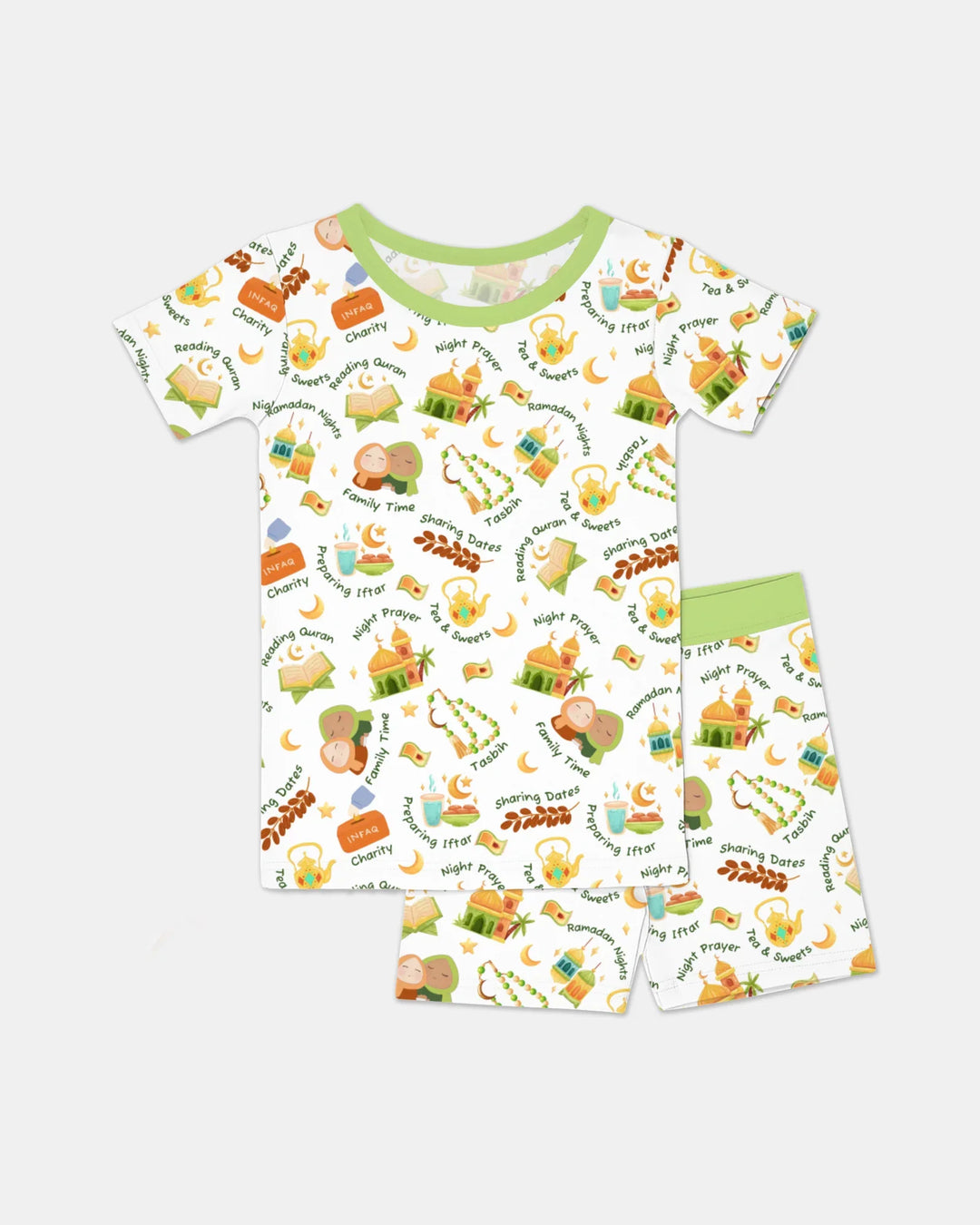 Ramadan Mubarak Matching Family Two Piece Short Sleeve Shorts Pajama Set