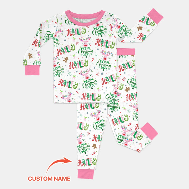 Custom Name "Whimsical Little Things" Two Piece Long Sleeve Pajama Set