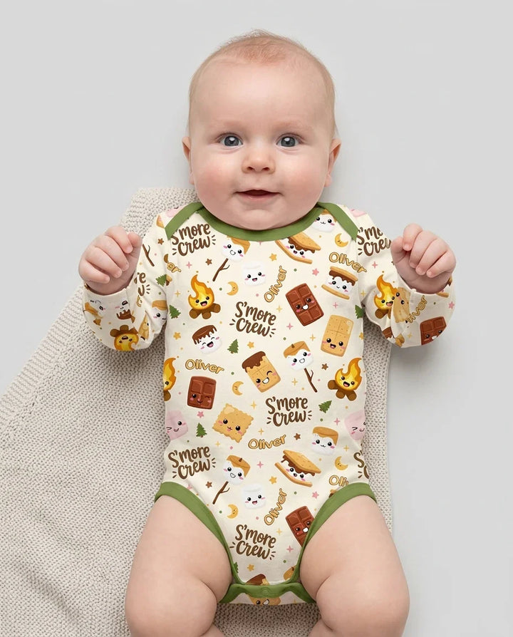 Custom Name Kawaii S'more Crew Family Matching Bamboo Bodysuit