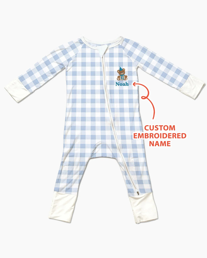 Custom Embroidered Name Birthday Teddy Bamboo Convertible Zippy