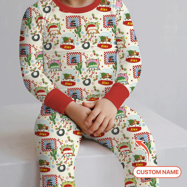 Zweiteiliges Langarm-Pyjama-Set mit Sommerfrüchten