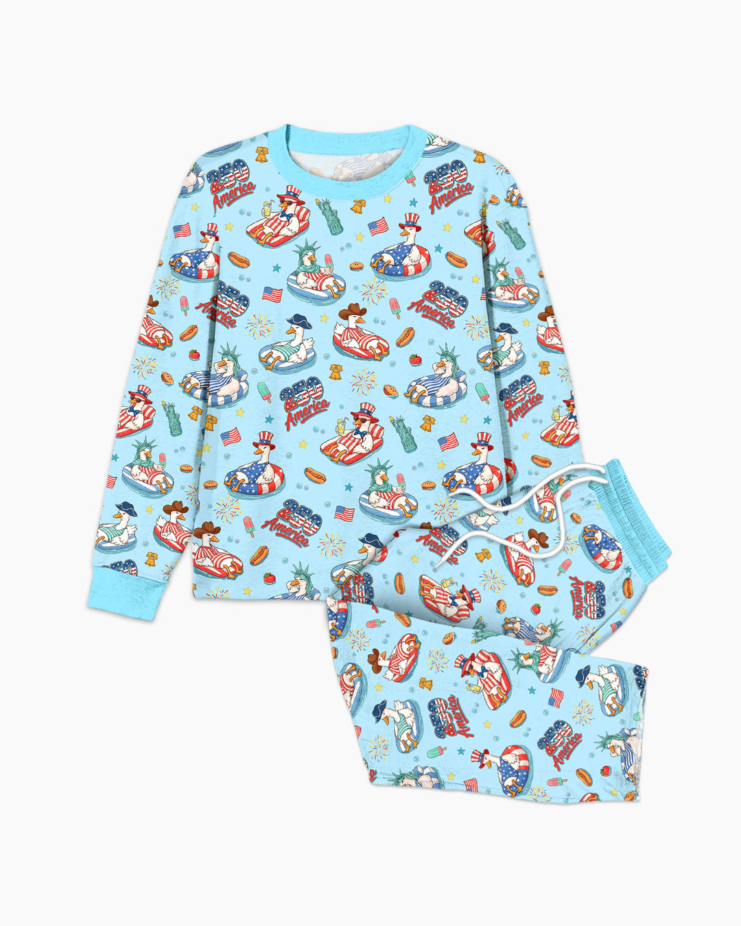 250 America Patriotic Goose Family Matching Bamboo Men's Pajama Set