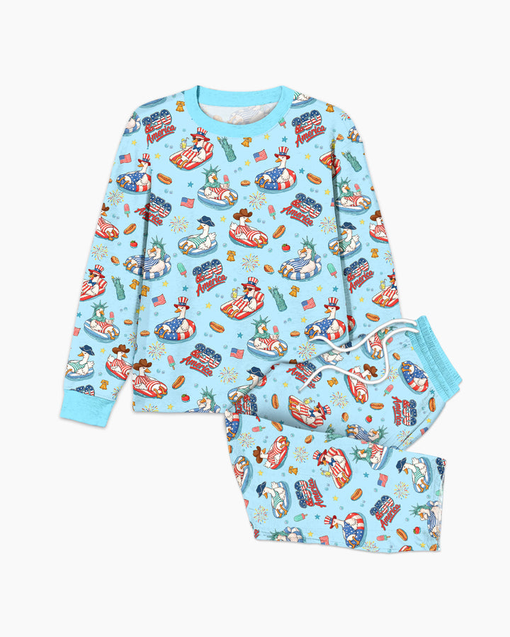 250 America Patriotic Goose Family Matching Bamboo Men's Pajama Set