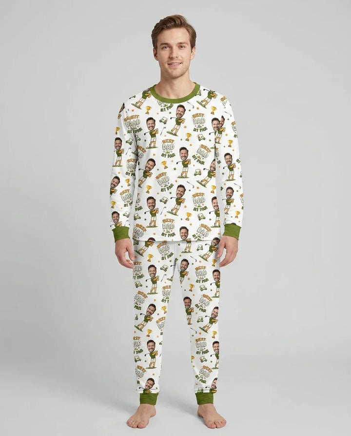 Custom Photo Daddy's Little Caddie Daddy & Me Matching Bamboo Men's Pajama Set
