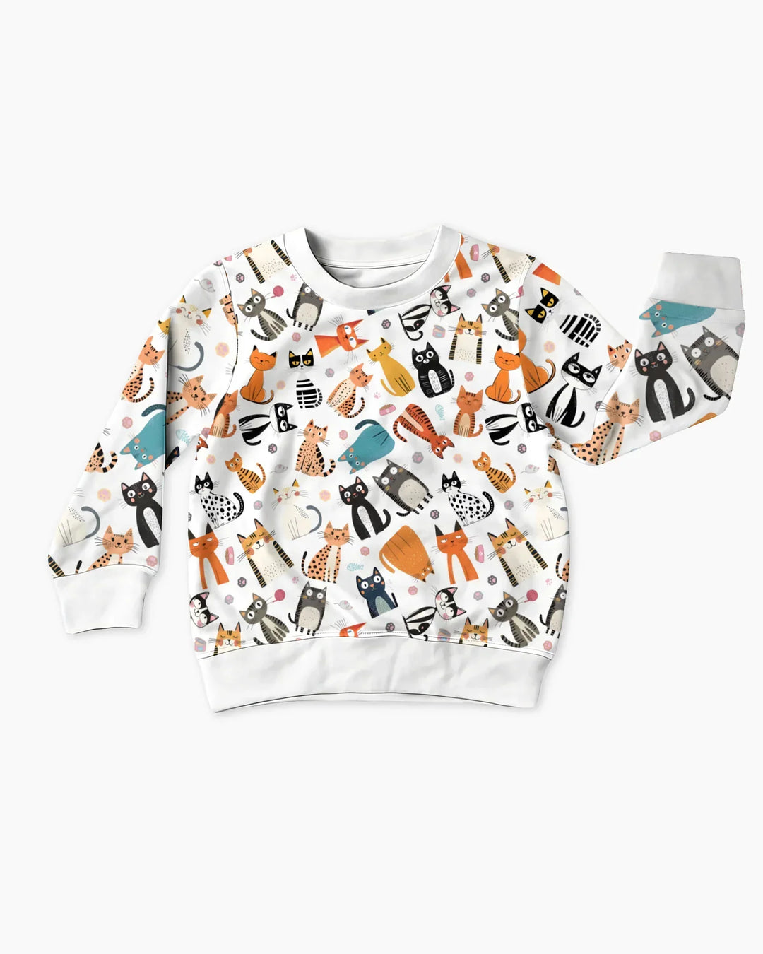 Goofy Mischief Katze Familie passendes Bambus Rundhals-Sweatshirt