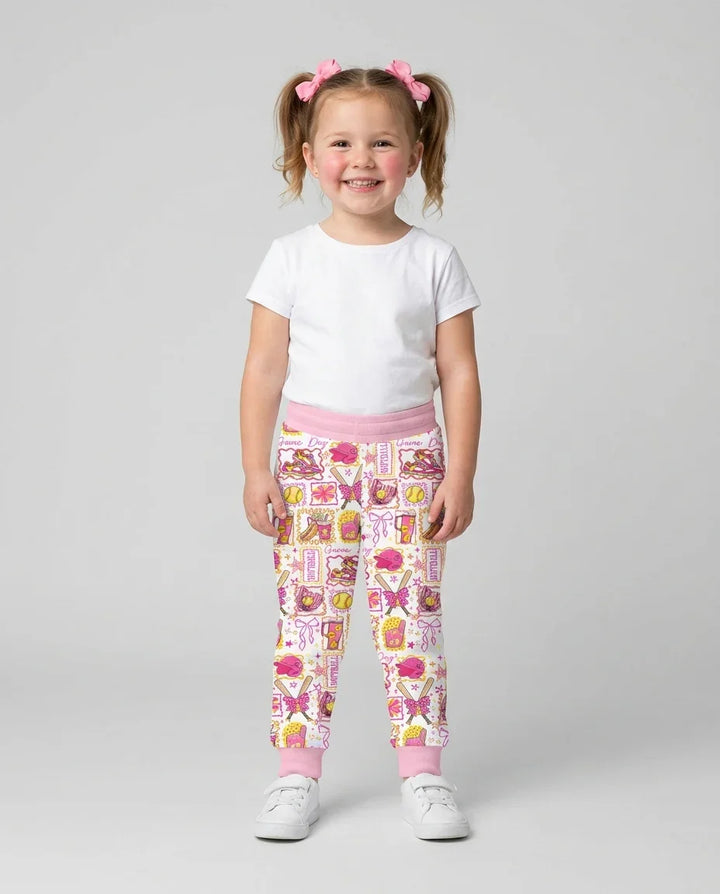 Pink Softball Game Day Bamboo Jogger