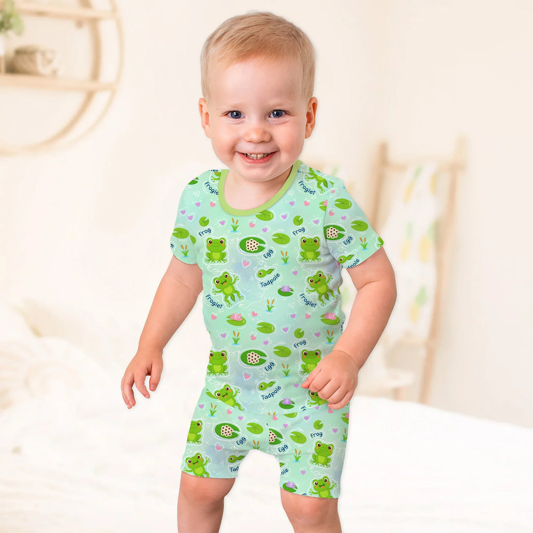 Zweiteiliges Pyjama-Set mit kurzen Ärmeln und Shorts im Sommer-Design