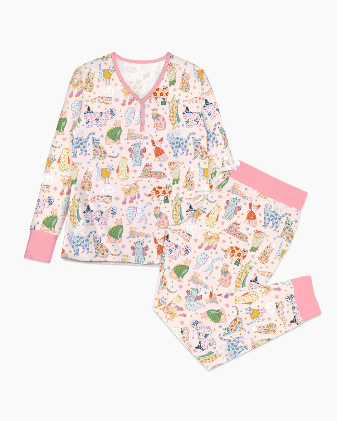 Whimsical Cat Parade Women Pajama Set