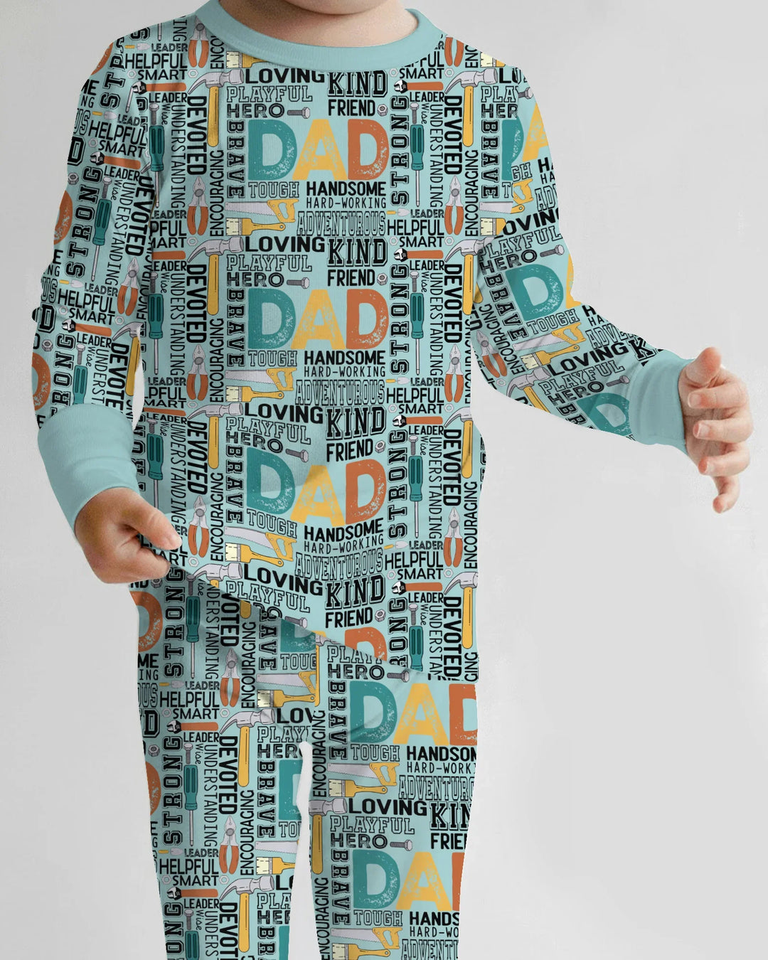 Dad Word Collage Bamboo Two Piece Long Sleeve Pajama Set