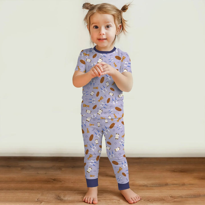 Shabbat Shalom Family Matching Two Piece Short Sleeve Pajama Set