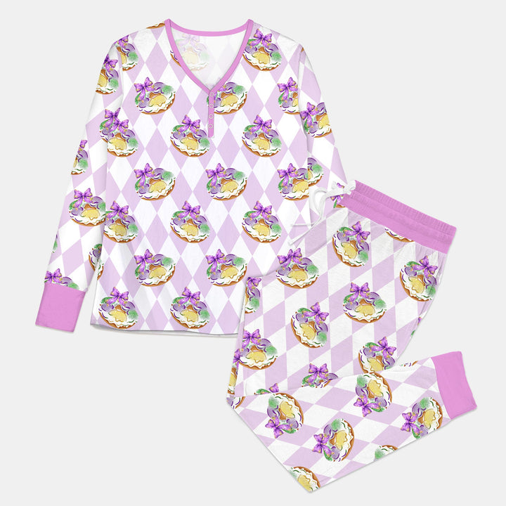 Mardi Gras Donut  Women Pajama Set