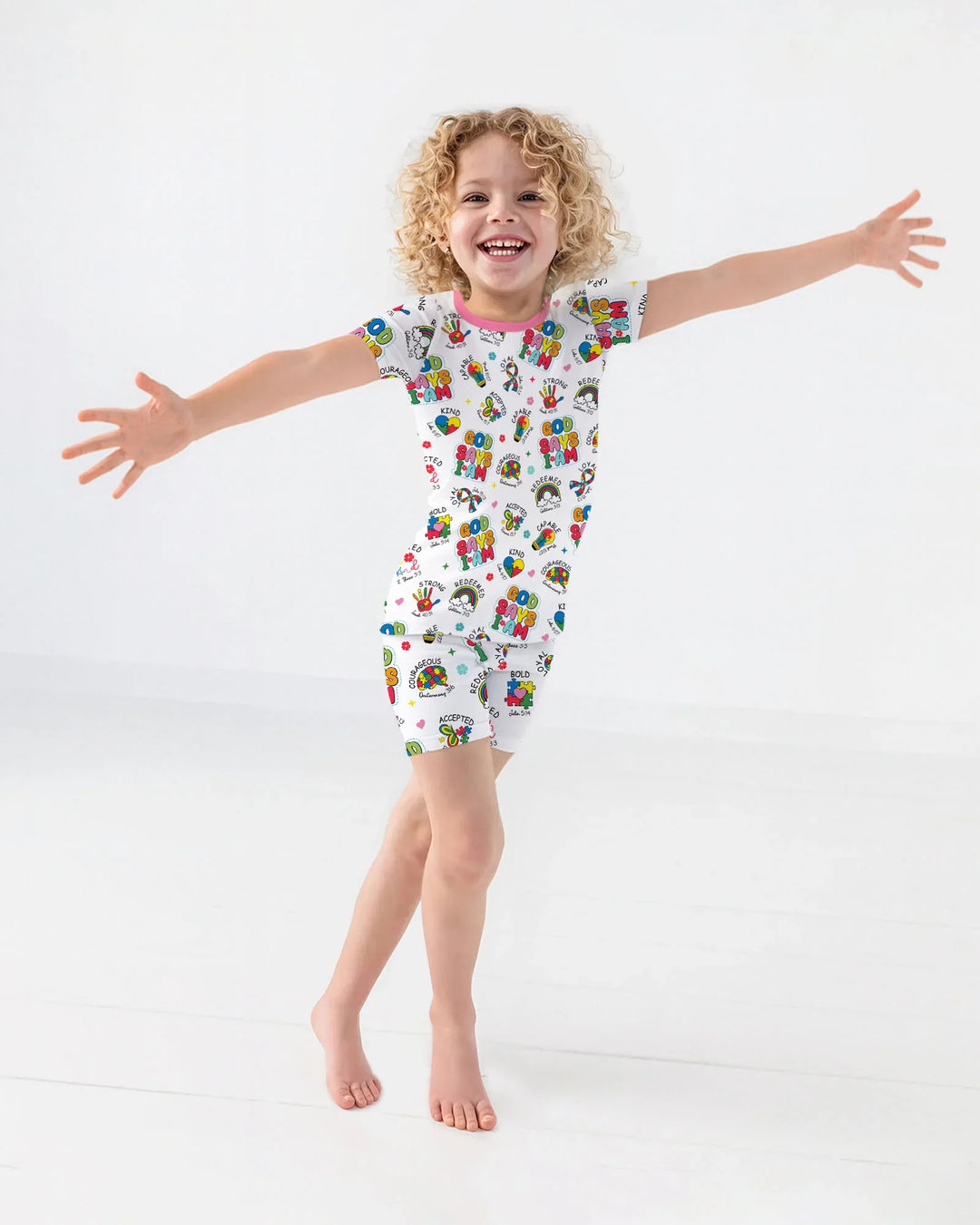 God Says I Am Autism Awareness Two Piece Short Sleeve Shorts Pajama Set