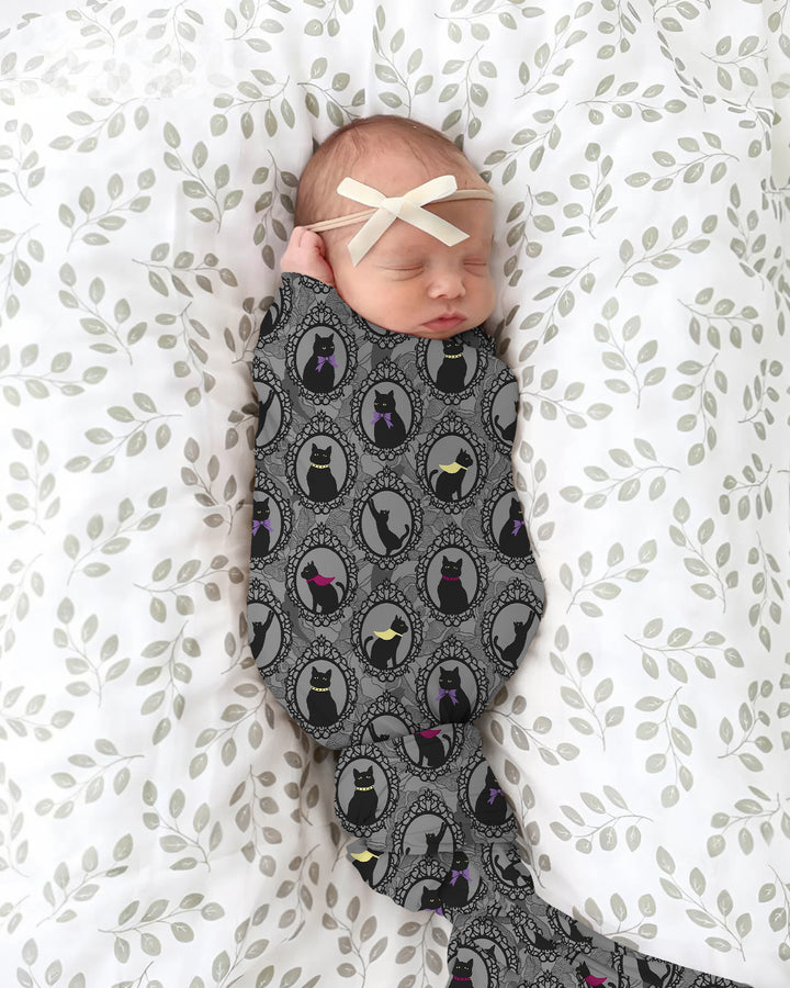 Midnight Cat Parade swaddle blanket