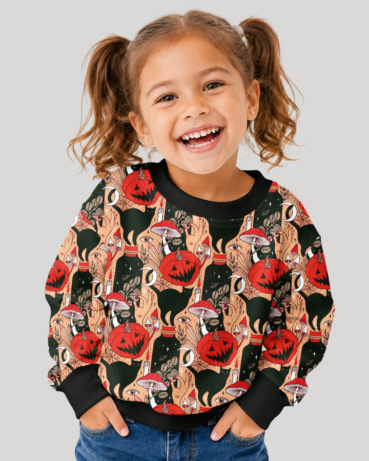 Black Cat And Pumpkin Halloween Bamboo Crewneck Sweatshirt