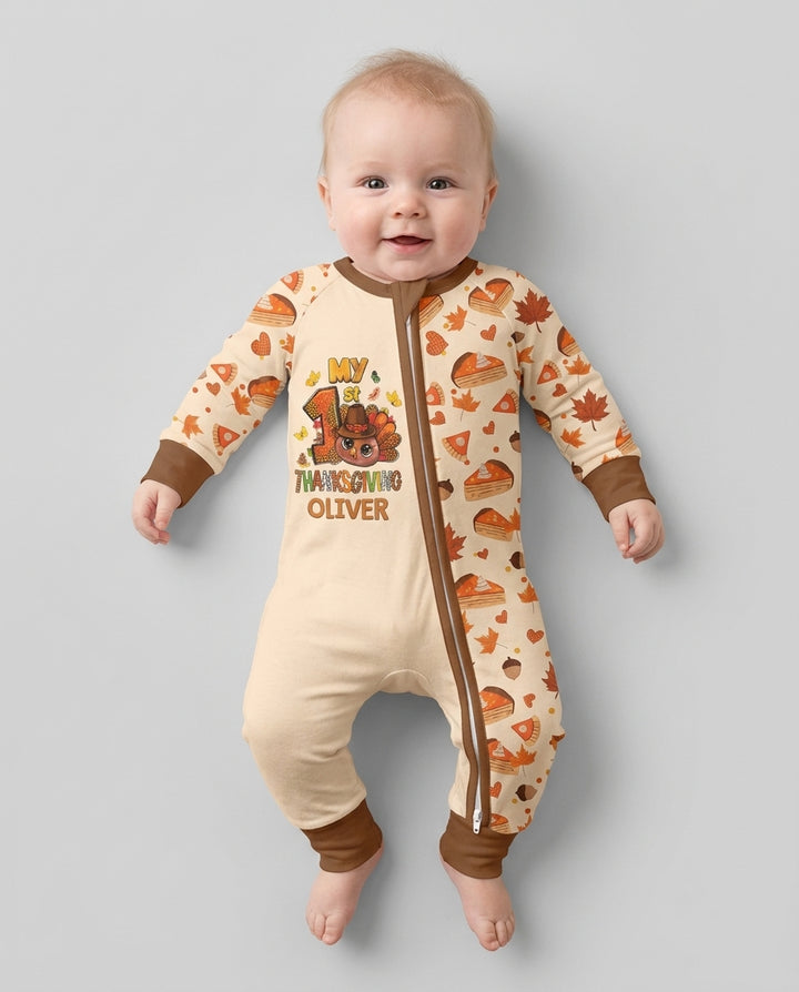 Custom Name My First Thanksgiving Bamboo Convertible Zippy