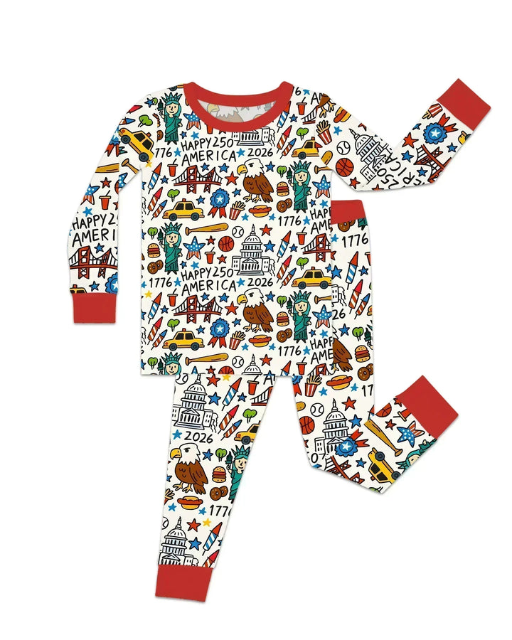 Doodle America 250th Anniversary Family Bamboo Two Piece Long Sleeve Pajama Set