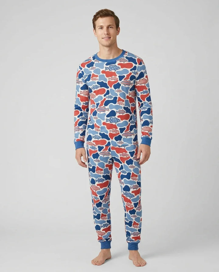Pijama de bambú a juego Reel America papá e hijo para hombre