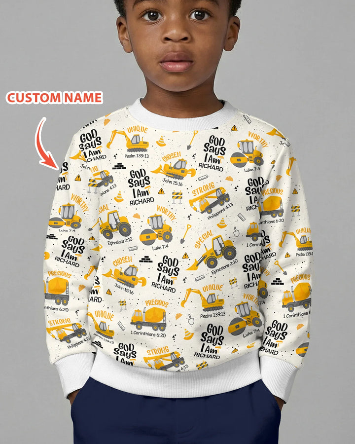 Custom Name God Says I Am Boy Crewneck Sweatshirt