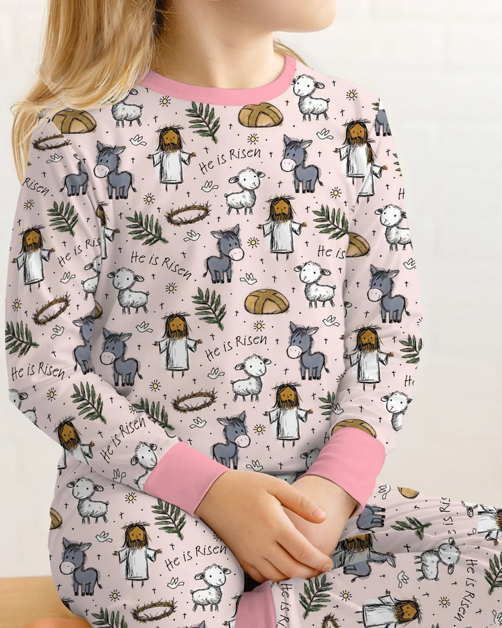 He Is Risen Easter Family Matching Two Piece Long Sleeve Pajama Set