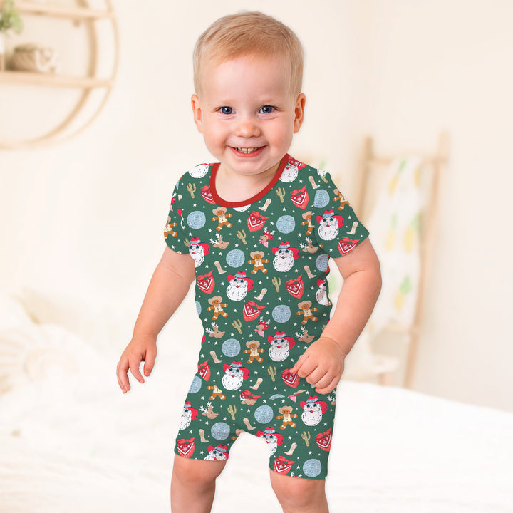 Lovely Western Christmas Boy Two Piece Short Sleeve Shorts Pajama Set