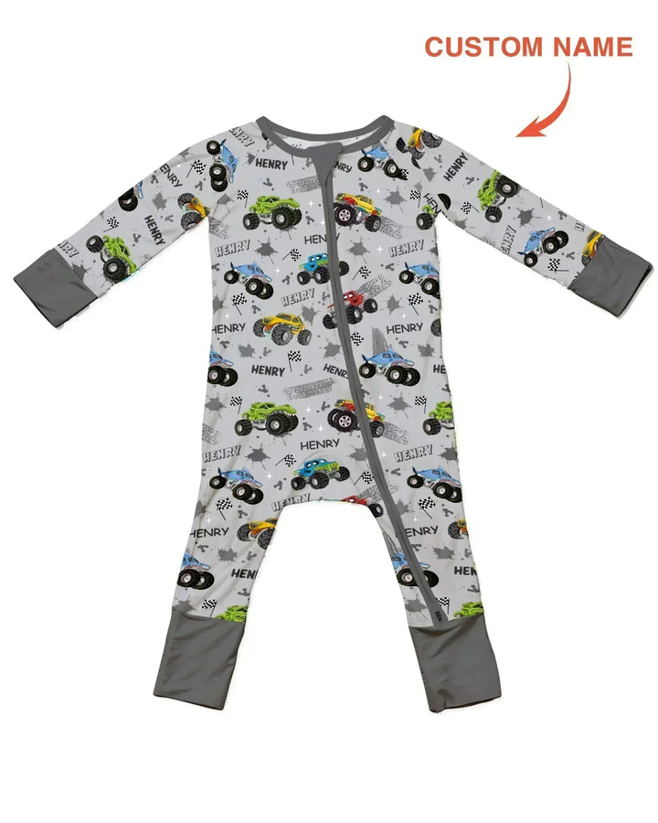 Monster Truck Dirt Jam Custom Name Daddy & Me Matching Convertible Zippy