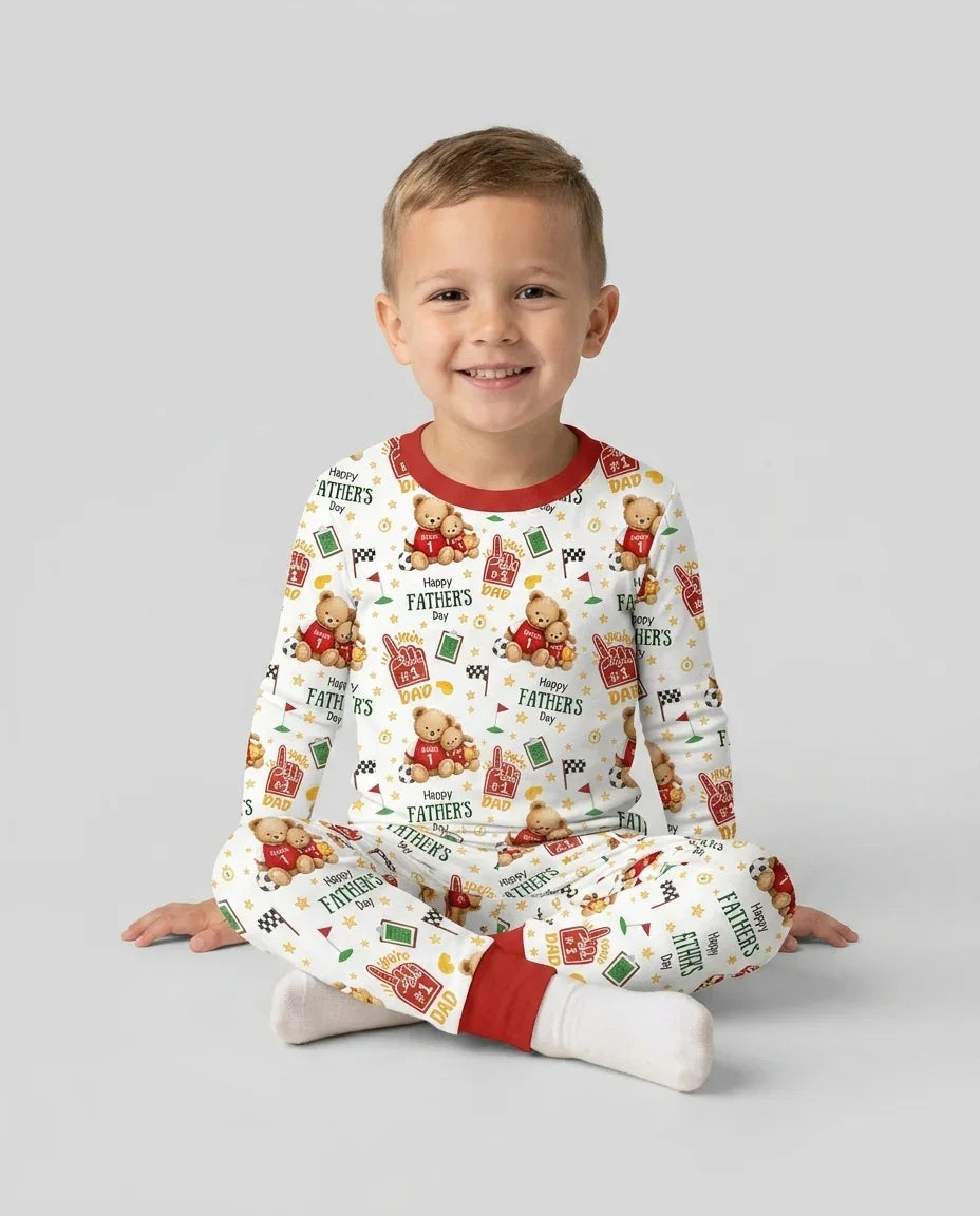 You're #1 Dad Daddy & Me Matching Bamboo Two Piece Long Sleeve Pajama Set