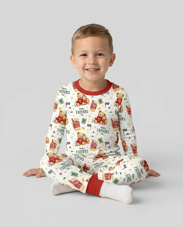 You're #1 Dad Daddy & Me Matching Bamboo Two Piece Long Sleeve Pajama Set
