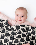 Moody Black Cats in Black and White Bamboo Blanket