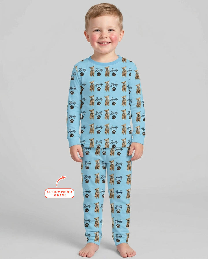 Personalized Pet Portrait Bamboo Two Piece Long Sleeve Pajama Set