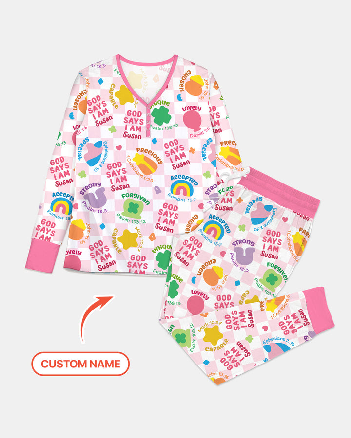 God Says I Am St. Patrick’s Day Custom Name Family Matching Women Pajama Set