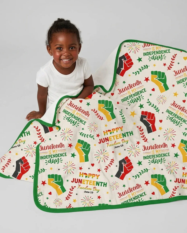Happy Juneteenth Freedom Day Bamboo Blanket