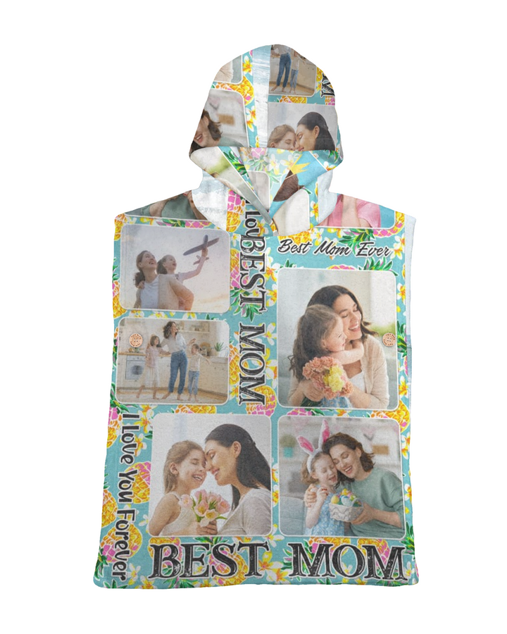 Floral Custom Photo Best Mom Bamboo Swim Poncho