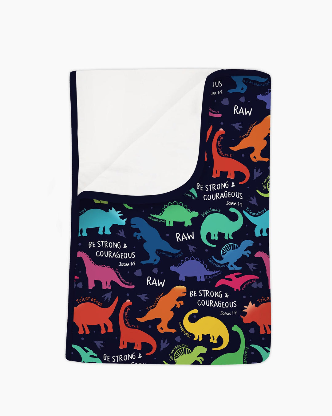 Be Strong and Courageous Dinosaur Christian Bamboo Blanket