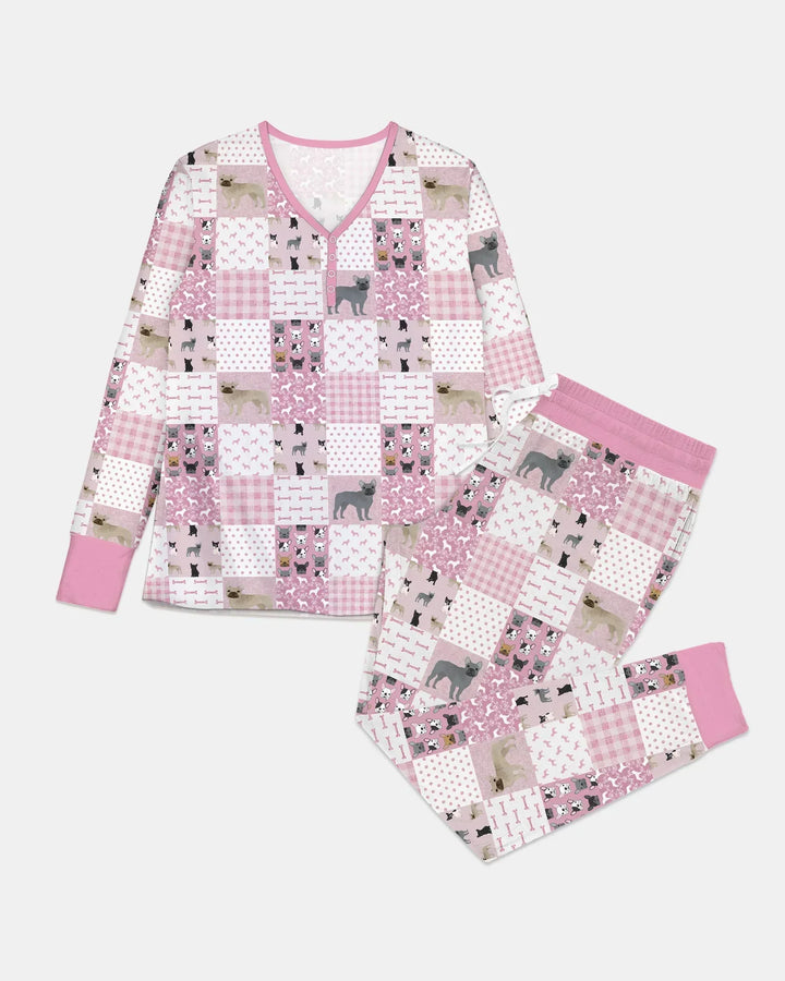 Frenchies Patchwork Family Matching Women Pajama Set