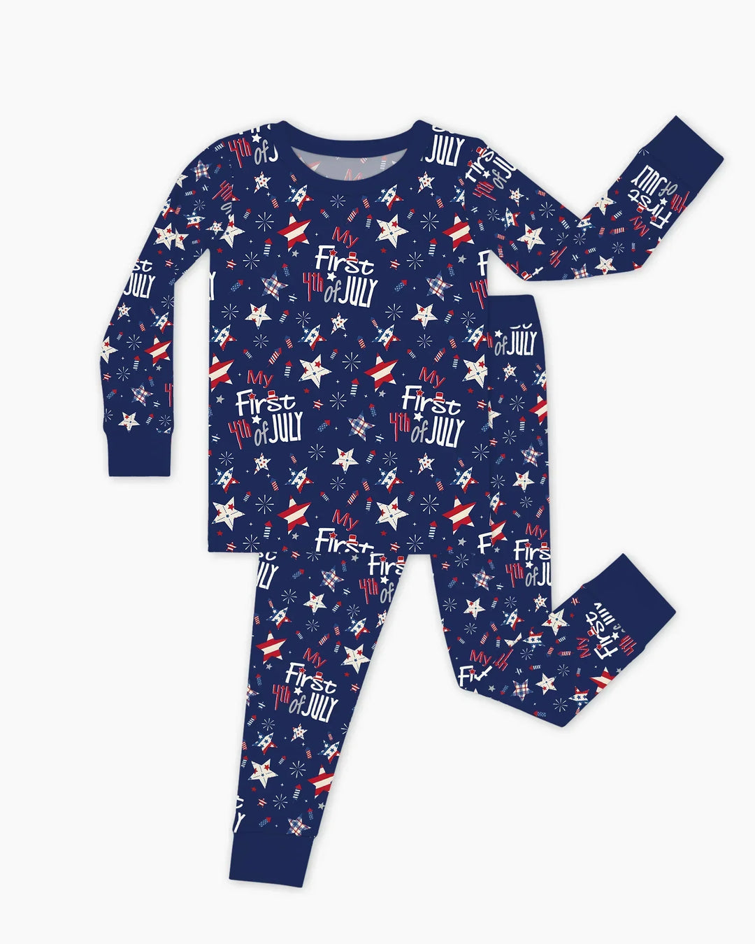 My First 4th of July Star Striped  Bamboo Two Piece Long Sleeve Pajama Set