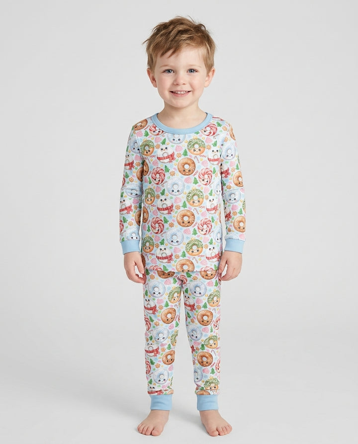 Kawaii Christmas Donuts Bamboo Two Piece Long Sleeve Pajama Set