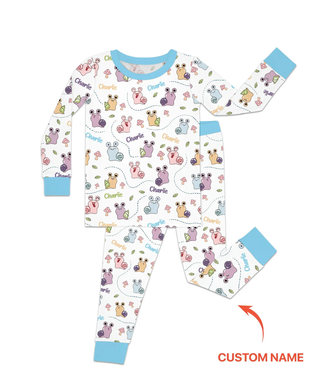Conjunto de pijama de bambú de dos piezas de manga larga "¡Lo conseguí!" con nombre personalizado