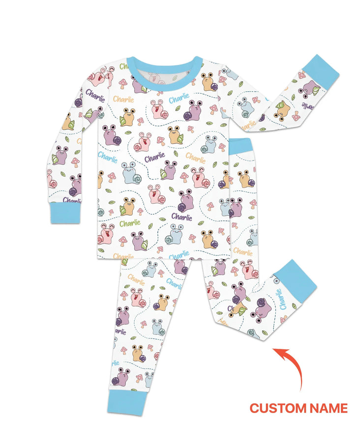 Conjunto de pijama de bambú de dos piezas de manga larga "¡Lo conseguí!" con nombre personalizado