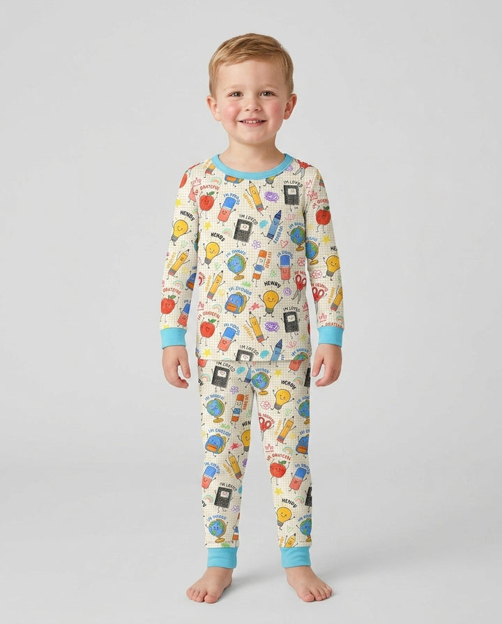 Zweiteiliges Langarm-Pyjama-Set mit Sommerfrüchten