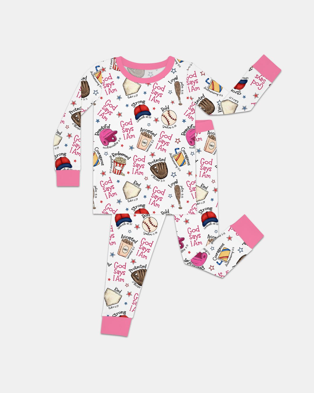 Christian Baseball Two Piece Long Sleeve Pajama Set