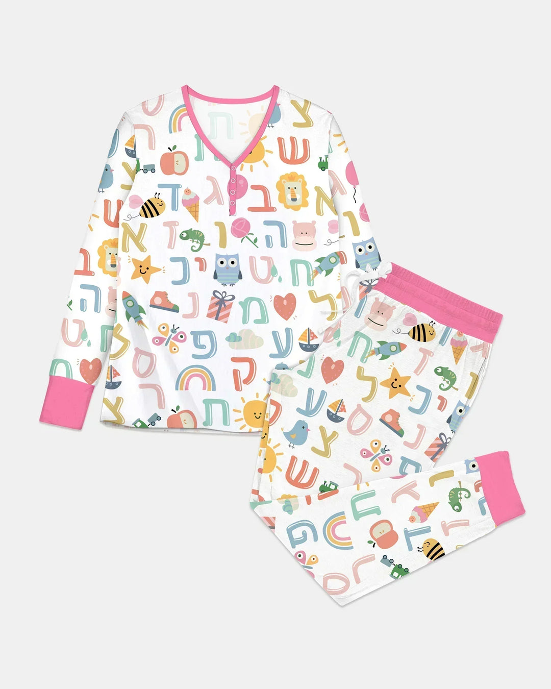 Hebrew Alphabet Women Pajama Set