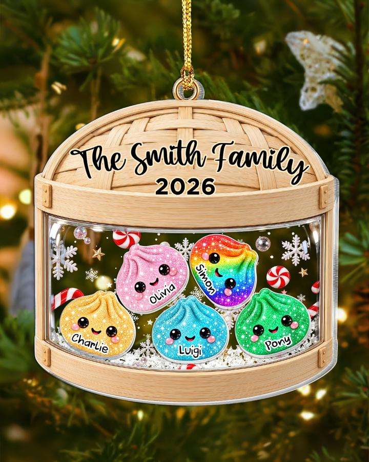 Glitter Dumpling Family - Personalized Shaker Ornament