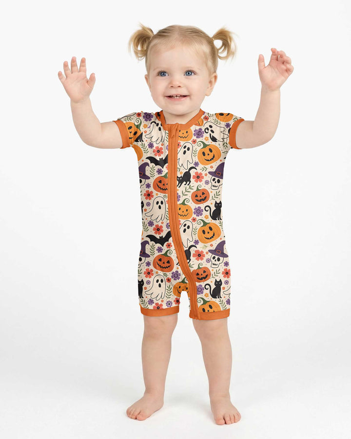 Spooky Halloween Floral Delight Bamboo Shorty Zippy
