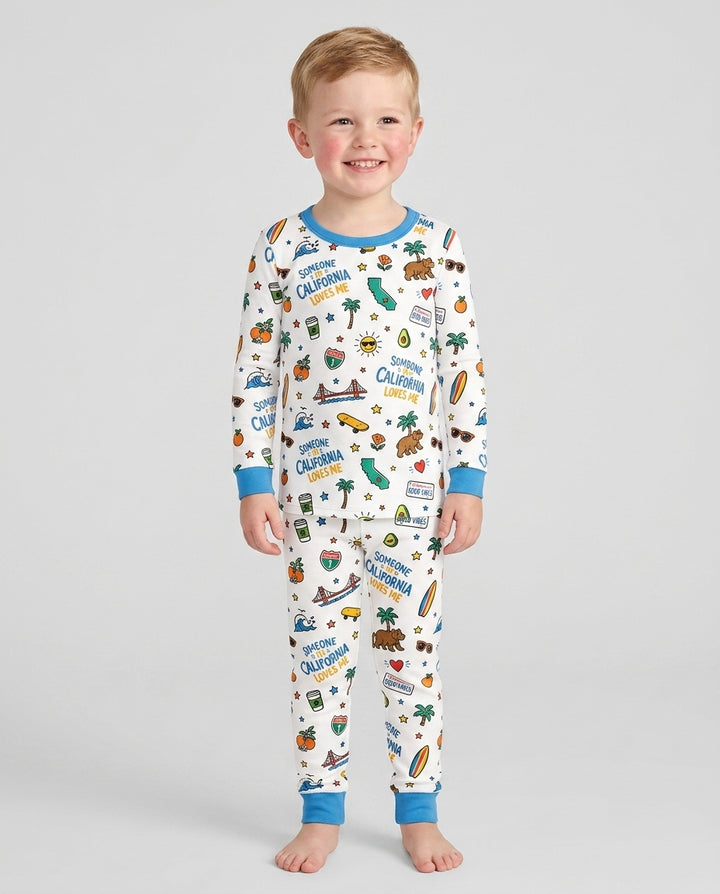 Someone in California Loves Me Bamboo Two Piece Long Sleeve Pajama Set (P)