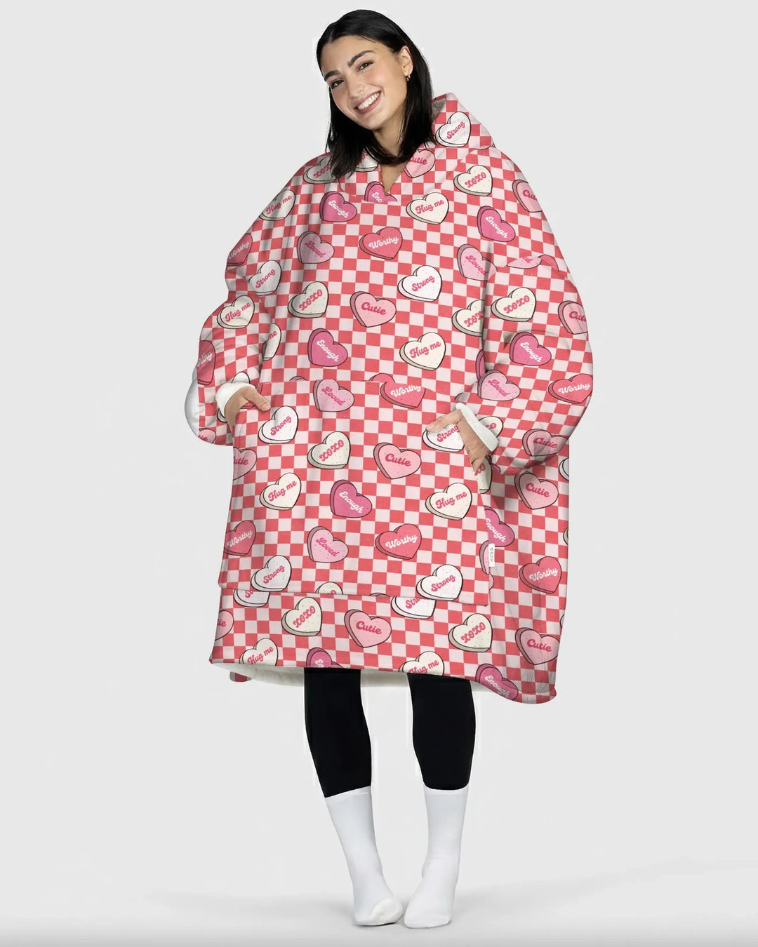 Valentine in Hearts Wearable Blanket Hoodie
