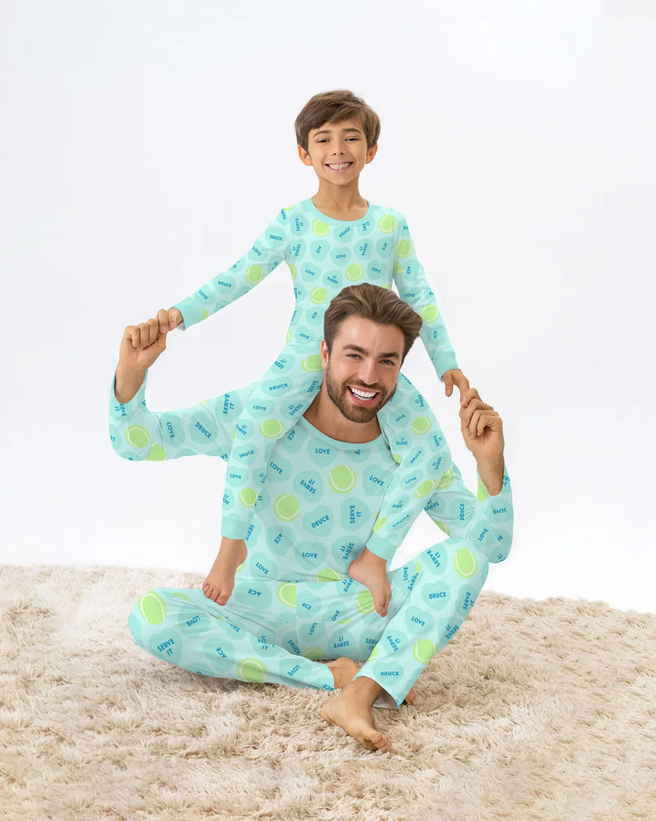 Tennis with Love Bamboo Men Short Sleeve Short Pajama Set