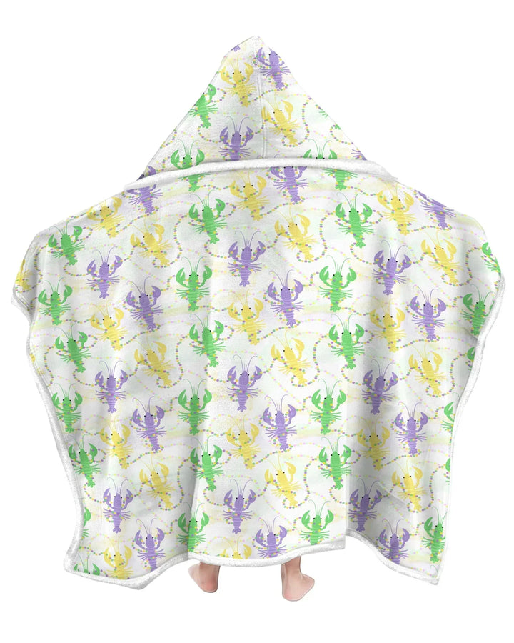 Mardi Gras Crawfish Family Matching Wearable Bamboo Blanket Hoodie
